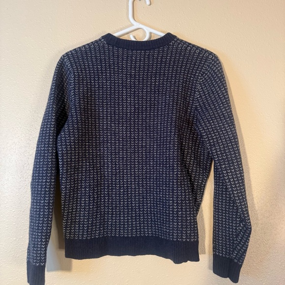 Taylor Stitch Mens Navy Patterned the rangeley wool cashmere Crewneck Sweater 42 - Picture 4 of 5